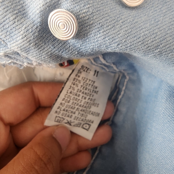 ☆Silver Diva Y2K Silver Rhinestone Mcbling Distressed Bootcut Denim Blue Jeans☆ - Picture 4 of 4